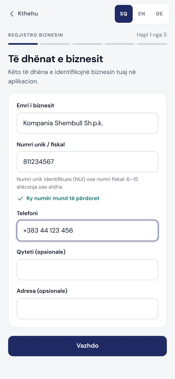 Regjistrimi i biznesit
