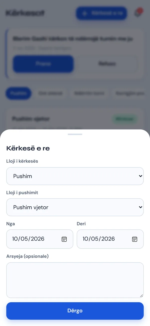Formulari i kërkesës së re